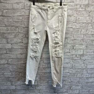 AMERICAN Eagle white destroyed ripped jeggings women’s‎ size 6 short